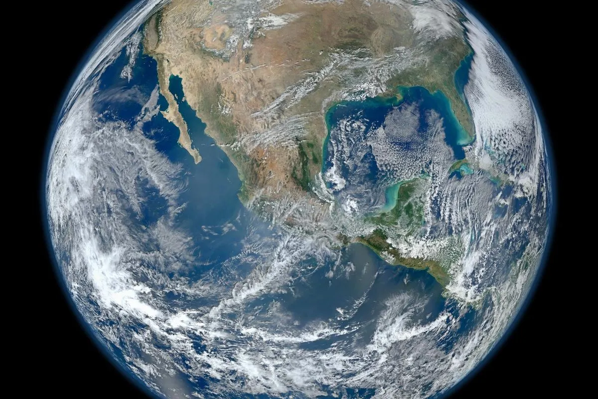 The Earth seen from space, with North America in the center